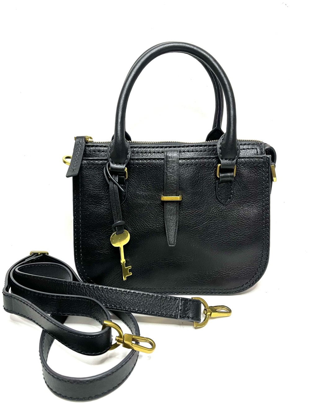 Fossil Ryder Mini Satchel in Black Pebbled Leather - Picture 13 of 14
